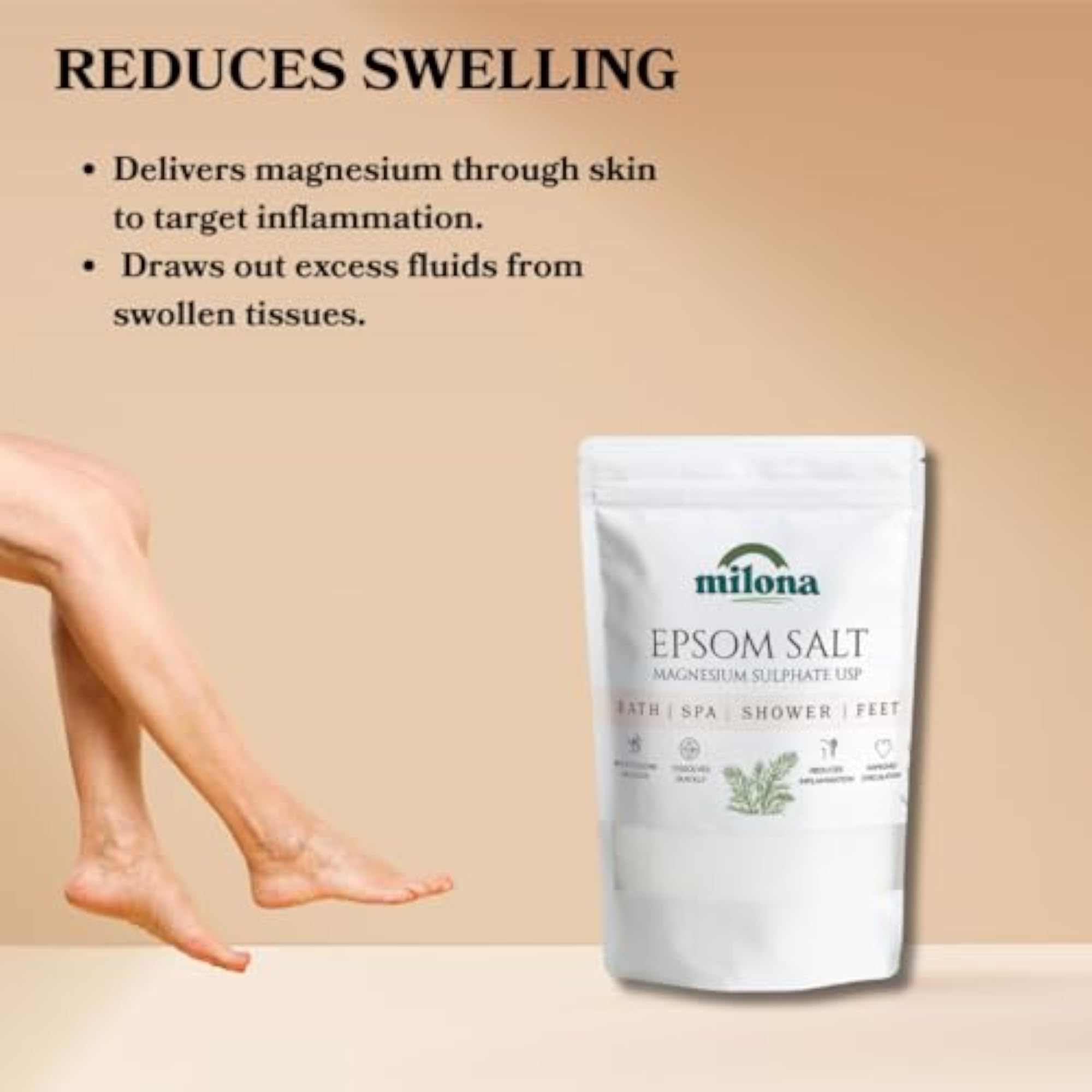 Epsom Salt for Foot Soak and Bath, 900g